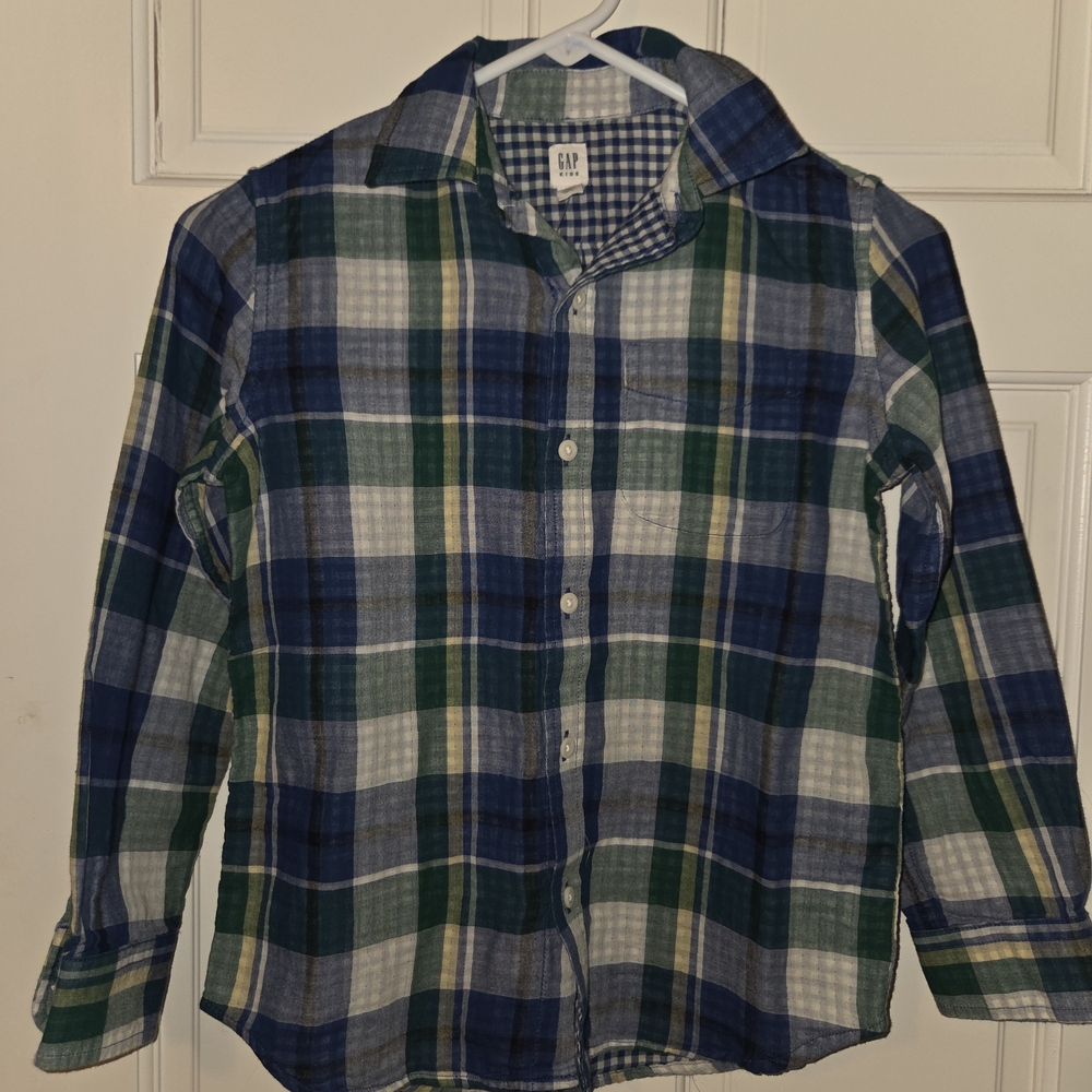 GAP Kids Plaid Shirt in Blue and Green